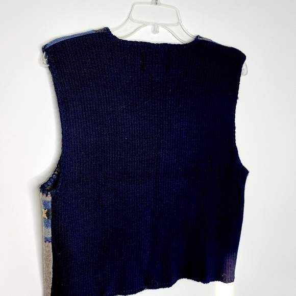 Vintage Woolrich 100% Wool Christmas Sweater Vest Cardigan Patchwork Medium EUC - Picture 5 of 13